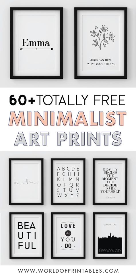 Looking for a minimalist wall art print for your home? Well, you’re in the right place. This collection of stunning, easy-going free wall art prints have options to suit every room!  #walldecor #diywalldecor #wallart #homedecor #diyhomedecor #apartmentdecorating #minimalistwallart Free Wall Art Prints, Free Printable Wall Art Quotes, Minimalist Art Prints, World Of Printables, Inspirational Word Art, Printable Wall Art Bedroom, Alphabet Art Print, Free Printable Quotes, Printable Wall Art Quotes