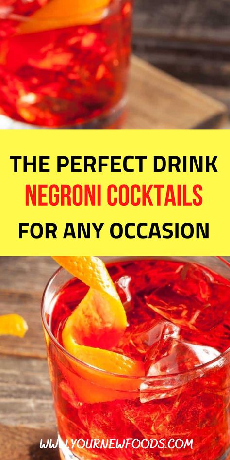 Looking for a refreshing and zingy cocktail to serve at your next party? Look no further than Negroni Cocktails! This vintage cocktail is the perfect drink for any occasion with its simple composition of equal parts gin, vermouth, and Campari. Try our top tips for making the ultimate Negroni and our favorite tasty variations. Cheers to a perfect evening! 🍸🍹🍸 Negroni Cocktail Recipe, Negroni Cocktail, Simple Composition, Fall Cocktails Recipes, Citrus Twist, Refreshing Food, Orange Twist, Herbal Essences, Xmas Food