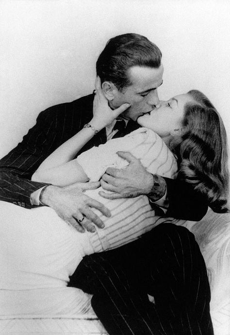 This Is Why Bogie and Bacall Had the Best Love Story, Ever - Hollywood Reporter Bogie And Bacall, Lauren Bacall, Humphrey Bogart, Best Love, A Man, Love Story, Kiss, Black And White, Black