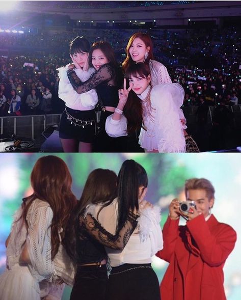 Mino taking a photo of Blackpink YG Family SBS Gayo Daejun 2017 Predebut Blackpink, Personality Colors, Yg Artist, Yg Family, 일본 패션, Black Pink Background, 17 Kpop, Blackpink Poster, Blackpink Memes