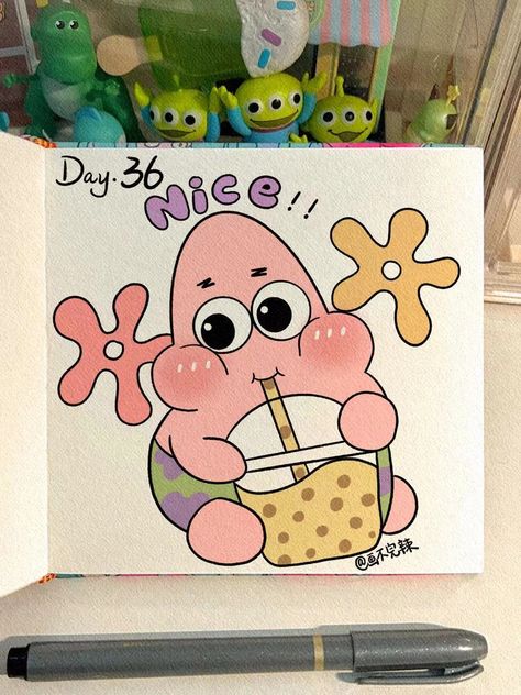 Cartoon Doodles Disney Characters, Disney Pop Art, Markers Drawing Ideas, Pokemon Painting, Spongebob Drawings, Easy Disney Drawings, Posca Marker, Cute Easy Doodles, Cute Canvas Paintings