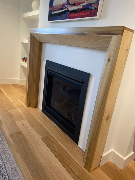 Master Fireplace, Diy Mantle, Wooden Fireplace Surround, Wood Fireplace Surrounds, Wood Mantle Fireplace, Fireplace Feature Wall, Fireplace Update, Fireplace Frame, Wood Mantle