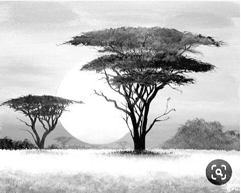 Lion With Trees Tattoo, Safari Landscape Drawing, Africa Tree Tattoo, Safari Tattoo Design, Savannah Tattoo, Africa Scenery, Safari Tattoo, Africa Trees, Zebra Tattoos