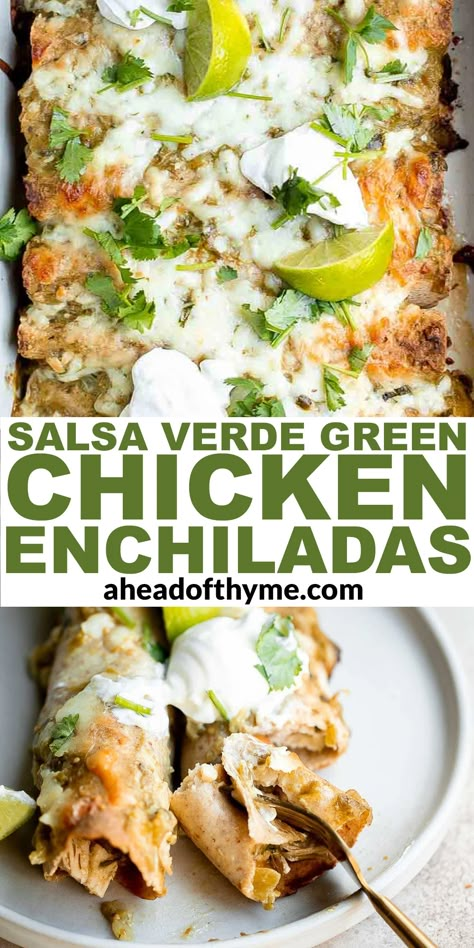 Salsa Verde Ranch Chicken, Green Turkey Enchiladas, Mexican Food Menu Ideas, Chicken Enchilada Casserole Green Sauce, Recipes Using Salsa Verde, Enchiladas With Rotisserie Chicken, Red Enchilada Recipe, Green Chilli Chicken Enchiladas, Chicken Verde Enchiladas