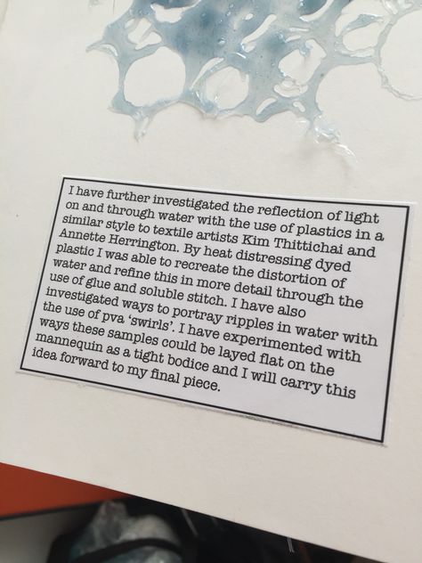 Annotation close up Textiles Annotation, Underwater Accessories, A Level Textiles, Teaching Inspiration, Use Of Plastic, Water Bubbles, Fashion Sketchbook, Higher Design, Textiles Fashion