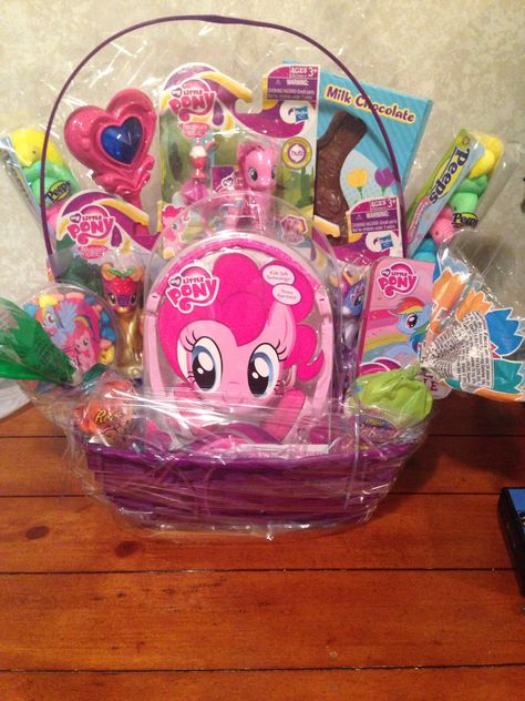 My little Pony Easter basket! Easter Basket Themes, Girl Gift Baskets, Basket Diy, Easter Bunny Basket, Diy Spring Wreath, Diy Gift Baskets, Easter Basket Diy, Bunny Gifts, Easter Gift Baskets