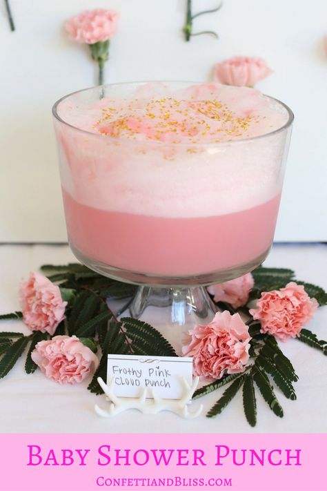 Pink Punch Recipes, Pink Party Punches, Baby Shower Punch, Babyshower Party, Baby Shower Drinks, Anniversaire Diy, Pink Showers, Punch Recipe, Look Rose