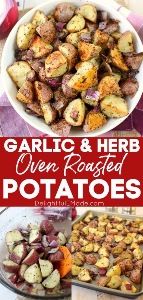 These oven roasted red potatoes are the perfect side dish for just about any meal! These Garlic & Herb Roasted Red Potatoes come together quickly and easily with simple herbs and seasoning that you likely already have in your pantry. Whole 30 Red Potatoes, Roasted Whole Red Potatoes, Red Potato Meal Prep, Seasoned Red Potatoes In Oven, Roasted Red Potatoes Oven, Best Oven Roasted Potatoes, Red Potatoes Oven, Oven Roasted Red Potatoes, Red Potato Recipes