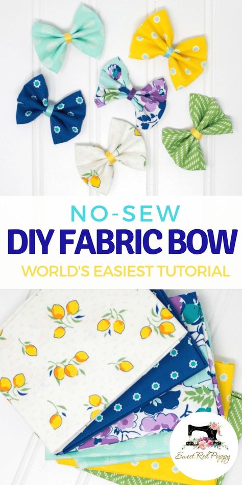 Fabric Bow Tutorial, Hair Bow Tutorial, Fabric Hair Bows, Baby Turban, Costura Diy, Beginner Sewing Projects Easy, Bow Tutorial, Leftover Fabric, Fabric Bows