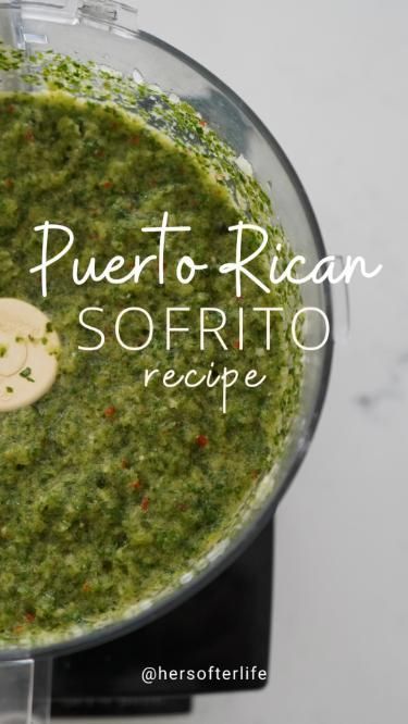 10min · 50 servings

This is an easy and authentic Puerto Rican sofrito recipe. If you love Puerto Rican food, you'll want to check out my post because sofrito is the foundation for most Puerto Rican dishes. Buen Provecho!

Sofrito Ingredients
 • 1 white onion
 • 2-3 green bell peppers
 • 1 bunch of cilantro
 • 1-2 bunches of recao or fresh culantro leaves
 • 4 oz container pimiento peppers
 • 20 fresh garlic cloves
 • 1 tsp kosher salt
 • 1-2 Tbsp water Puerto Rican Sofrito Recipe, Sofrito Recipe Puerto Rican, Puerto Rican Sofrito, Puerto Rican Chicken, Sofrito Recipe, Green Seasoning, Recetas Puertorriqueñas, Puerto Rican Cuisine, Puerto Rico Food