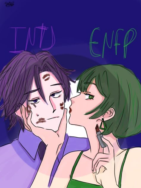 Enfp Couple Fanart, Enfp X Intj Relationship, Enfp And Intj Fan Art, Intj Enfp Relationship Fanart, Entp X Enfp Ship, Enfp Intj Couple, Enfp X Intj Mbti Fanart, Intj Enfp Relationship, Enfp Ships