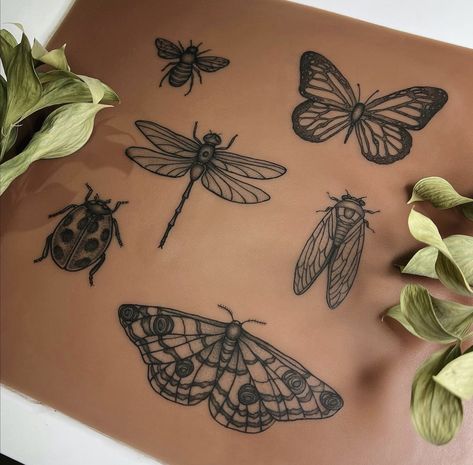 Butterflies Tattoo, Moth Tattoo Design, Nature Tattoo Sleeve, Mystical Tattoos, Embroidery Tattoo, Insect Tattoo, Bug Tattoo, Anklet Tattoos, Sharpie Tattoos