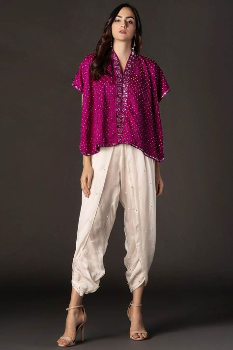 Buy Embellished Tulip Pants by Twenty Nine at Aza Fashions Tulip Pants, Bandhani Dress, Kurti Design, Indian Dresses Traditional, Dresses Casual Fall, Kurti Neck Designs, Satin Shirt, Indo Western, Colour Combinations