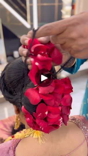 3.3M views · 162K reactions | An amazing rose petal arrangements for bride. Bridal bookings dial 7788994493, 9074880283  # #flowersettingideas #bridesofkerala #hindubride #bridalwear #sareelove #thanimabeautylounge #thanimabeautyparlour #bridalwear #sareelove #bridesofkerala #hindubride #sareesetting | Thanima Beauty Lounge | thanimabeautylounge · Original audio Rose Petal Hairstyle, Rose Bun Hairstyle, Rose Bun, How To Make Rose, Bridal Roses, Short Hair Bun, Hindu Bride, Hair Scarf Styles, White Jasmine