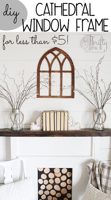 DIY Cathedral Window Frame. DIY farmhouse window frame. How to make a cathedral window frame tutorial. DIY farmhouse decor. DIY wall decor. Decorating with window frames. Farmhouse decor and decorating ideas. Diy Cathedral Window Frame, Diy Cathedral Window, Diy Window Frame, Window Frame Decor, Diy Farmhouse Decoration, Frame Tutorial, Cathedral Window, Farmhouse Windows, Cathedral Windows