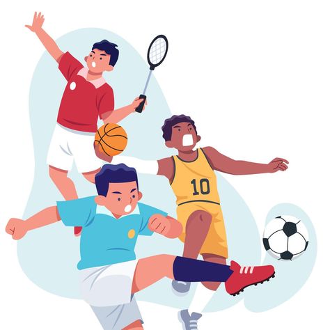 International Sports Day, Sports Day Poster, Sports Illustrations Design, School Sports Day, Multi-sport Event, National Sports Day, Education Day, Sports Advertising, Day Illustration