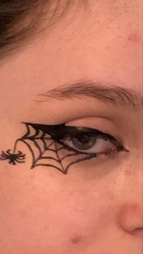 Spider Man Eyeliner, Spider Web Eyeliner, Web Eyeliner, Halloween Liner, Spider Man Makeup, Spiderweb Eyeliner, Spider Man Face Paint, Spiderman Makeup, Makeup Jewels