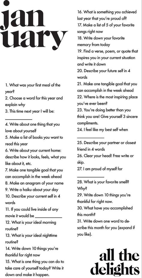 January Journal Prompts, January Journal, Journal Questions, Journaling Prompts, Writing Therapy, Writing Challenge, Journal Writing Prompts, Write It Down, Daily Journal