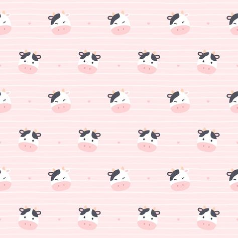 Cow Logo, Cow Wallpaper, Lion Illustration, Cowgirl Birthday Party, Ipad Wallpapers, Cat Doodle, Cowgirl Birthday, Cute Cow, Pink Cow