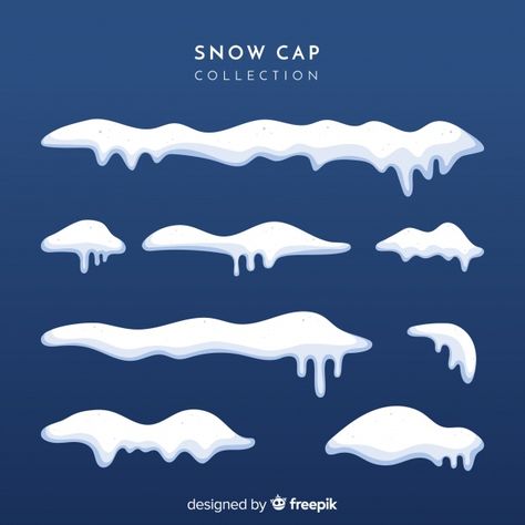 Snow cap collection Free Vector | Premium Vector #Freepik #vector #winter #snow #design #ornaments How To Draw Snow, Snow Map, Snow Design, Mother's Day Theme, Snow Illustration, Winter Poster, Snow Vector, Mother's Day Background, Snow Cap