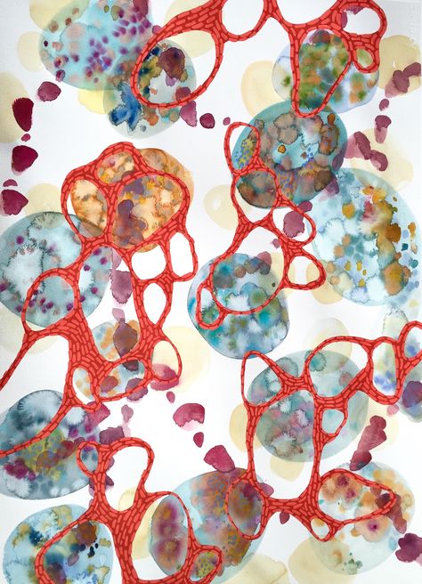 Microbes — Erin McIntosh Biology Art, Bio Art, Arte Inspo, Ap Art, A Level Art, Science Art, Art Sketchbook, Textile Design, Watercolor Paper