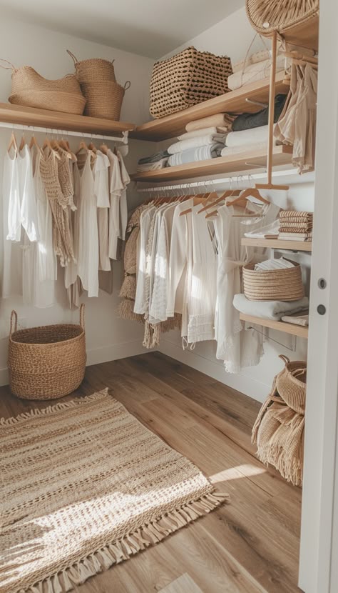 Box Bedroom Walk In Wardrobe, Walk In Closet Curtain Ideas, Open Closet With Dresser, Very Small Walk In Wardrobe, Boho Walk In Closet Ideas, Wooden Hangers Closet, 3 Wall Closet Design, How To Save Space In Closet, Bedroom To Closet Conversion Diy