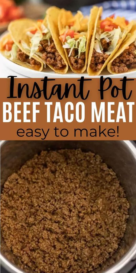 You must try making ground beef tacos in an instant pot. It is quick and easy to make pressure cooker taco meat with ground beef that doesn't require browning first. This easy instant pot taco meat can easily be made with frozen meat too. #eatingonadime #tacorecipes #instantpotrecipes #pressurecookerrecipes Instant Pot Tacos, Instant Pot Taco Meat, Best Taco Meat Recipe, Taco Dinner Recipes, Taco Recipes Ground Beef, Taco Meat Recipe, How To Cook Hamburgers, Beef Recipe Instant Pot, Beef Tacos Recipes