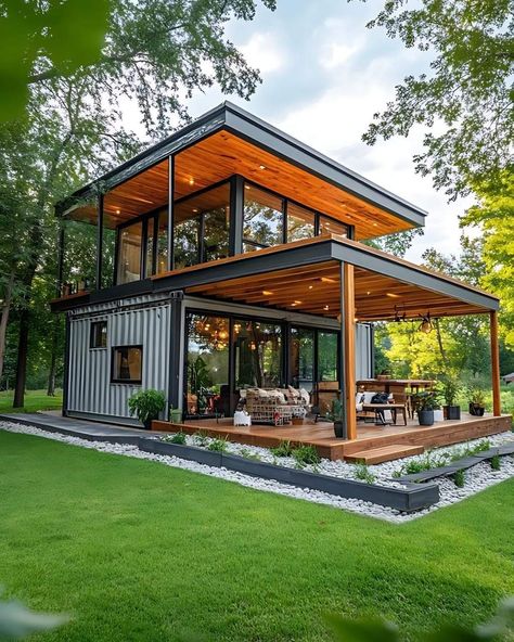 Shipping Container Architecture Design, Modern Container Homes, Fence And Flowers, Pitch Roof, Modern Tropical House, Picket Fences, Shipping Container Home Designs, Storage Container Homes, Container Houses