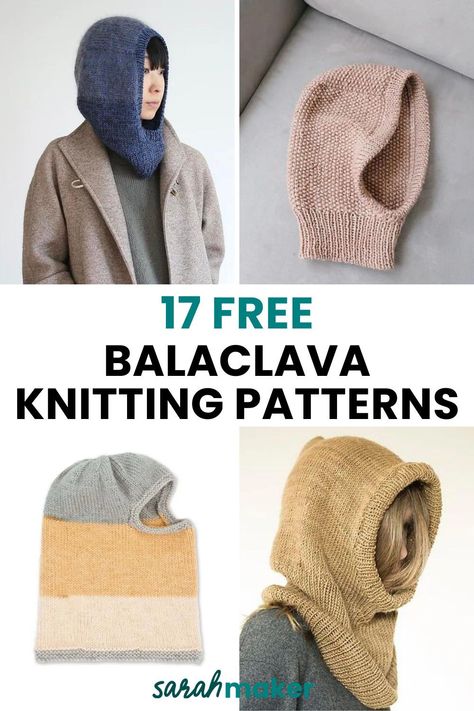 Whether you love spending time outside in the winter or just want to stay warm and cozy, knit balaclavas are the best way to keep your head and face toasty! They come in many styles – tight-fitting for sports, loose and stylish for wearing around town, or anything in between! Find your next balaclava knitting pattern in this collection of 17 free balaclava knitting patterns for beginner and intermediate knitters. Cavetown Balaclava Pattern, How To Make A Balaclava Scarf, Crochet Baclava Pattern Free, Cowl Hood Knitting Patterns Free, Hood Knitting Pattern Free, Kids Balaclava Knitting Pattern Free, Baklava Knitting Pattern, Knit Hood Pattern Free, Knitting Balaclava Free Pattern