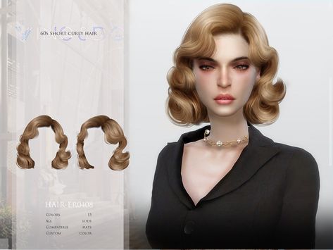 1920 Hair, Marilyn Monroe Hair, Elegant Short Hair, 40s Hairstyles, Shoulder Length Curly Hair, 50s Hairstyles, 60s Hair, Pelo Sims, Sims 4 Dresses