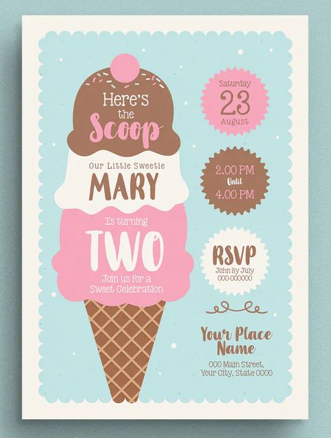 Ice Cream Birthday Invitation Template AI, PSD Ice Cream Theme Birthday Invitation, Ice Cream Party Invites Free Printables, Ice Cream Invite, Holiday Party Invite Wording, Christmas Party Invitations Free, Ice Cream Party Invitations, Ice Cream Invitation, Birthday Party Invitation Wording, Mickey Mouse Invitation