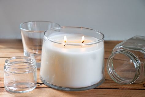 Creative ideas to reuse old candle jars, including tips to remove the wax in one piece and suggestions for gift-giving, food storage, and more. Homemade Balm, Old Candle Jars, Empty Candle Jars, Empty Candle, Holiday Fragrance, Egg Cartons, Egg Carton Crafts, Diy Perfume, Old Candles