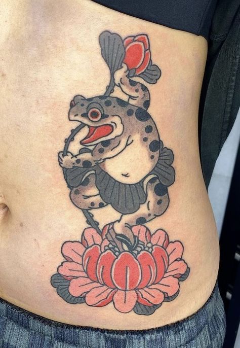 Traditional Japanese Tattoo Flash, Japanese Mask Tattoo, Frosch Illustration, Frog Tattoo, Traditional Tattoo Designs, Dinosaur Tattoos, Mushroom Tattoos, Japan Tattoo Design, Frog Tattoos