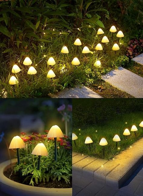 Solar Mushroom Garden Lights for Outside, 20 LED 32.8FT Solar String Lights Outdoor Waterproof for Fence with 8 Lighting Modes, Solar Pathway Lights for Patio Yard Decorative - Amazon.com Mushroom Lights Outdoor, Lights For Patio, Mushroom Garden, Garden Mushrooms, Garden Flower Beds, Solar Pathway Lights, Pathway Lights, Mushroom Lights, Solar String Lights Outdoor