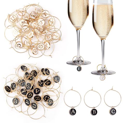 PRICES MAY VARY. 【Wide application】 It can be made into wine glass tracking charms, suitable for various party activities, and can also be made into interesting and exquisite earrings. 【Design】Wine charm rings allow you to hang letters beads or attach other distinctive marks on wine glasses to distinguish them 【Size】Wine glass markers size: diameter of the metal ring is 0.98 inches, and the size of the pendant is approximately 1~2cm * 0.8~1.6cm 【Material】These wine glass pendants are made of all Wine Glass Tags Diy, Wine Glass Name Tags, Wine Tasting Party Decorations, Wine Glass Tags, Wine Markers, Glass Markers, Wine Glass Markers, Wine Tasting Party, Tasting Party