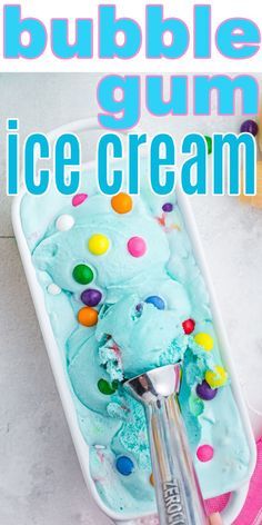 Homemade Bubble Gum, Bubble Gum Party, Gum Recipe, Bubble Gum Ice Cream, Kitchen Aid Ice Cream, Blue Ice Cream, Gum Flavors, Bubble Gum Flavor, Homemade Bubbles