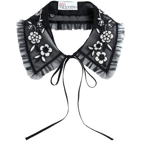 Red Valentino Women Embroidered Organza Collar featuring polyvore women's fashion accessories black red valentino Organza Collar, Sewing Collars, Collars Diy, Fake Collar, Embroidered Organza, Embroidered Collars, Bow Collar, Neck Jewellery, Valentino Women