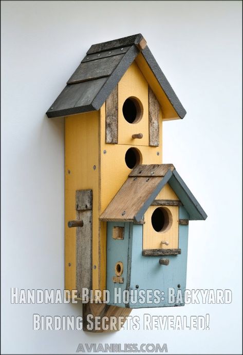 handmade bird houses Whimsical Bird Houses, Painting Birdhouses, Painted Birdhouses, Birdhouse Ideas, Beautiful Birdhouses, Handmade Birdhouses, Bird House Feeder, Bird Identification, Wooden Bird Houses