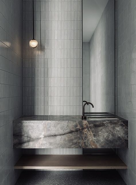 Stone Bathroom, Powder Room Design, Kitchen Splashback, Mornington Peninsula, Toilet Design, Bathroom Design Luxury, Marble Bathroom, Guest Bathroom, New Wall