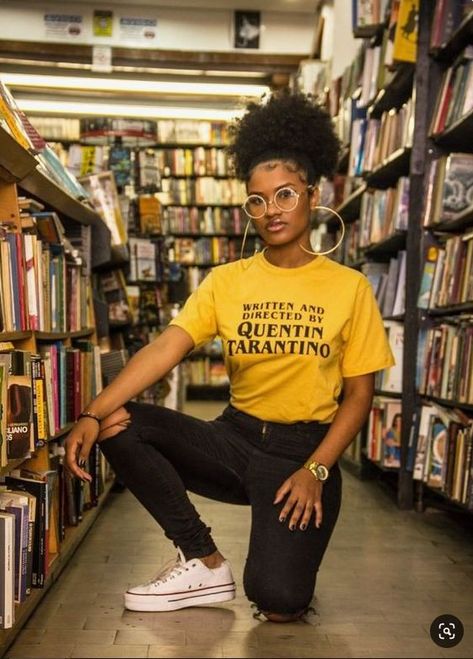 Yellow Tee Outfit, Written And Directed By Quentin, Directed By Quentin Tarantino, Mustard Shirt, Dress Logo, Cinema Movie, Yellow Tees, Fashion Design Dress, Yellow T Shirt