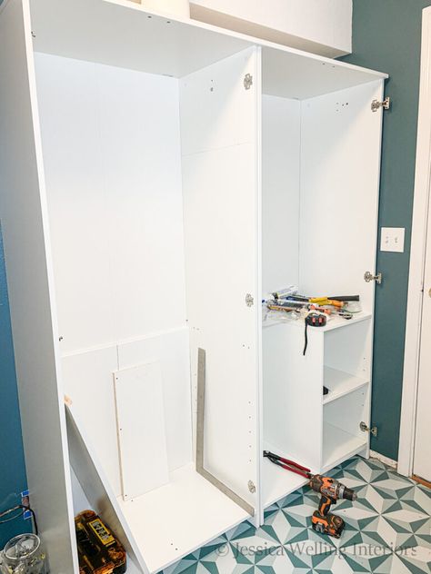 Ikea Brimnes Wardrobe Hack: Adding Shelves - Jessica Welling Interiors Ikea Hemnes Wardrobe, Brimnes Wardrobe Hack, Brimnes Cabinet Hack, Ikea Brimnes Hack, Brimnes Ikea, Hemnes Wardrobe, Ikea Brimnes Wardrobe, Brimnes Wardrobe, Ikea Closet Hack