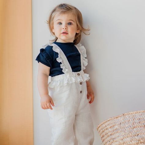 Wedoble - Girls White Linen Dungarees | Childrensalon Linen Dungarees, Dungaree Outfit, Lace Ankle Socks, Organic Kids Clothes, Kids Clothing Brands, Conscious Living, Newborn Sets, Designer Kids Clothes, Leg Cuffs