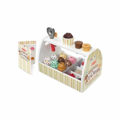 Ice Cream Shop Toy, Pretend Play Ice Cream, Ice Cream Counter, Play Ice Cream, Ice Cream Scooper, Ice Cream Set, Serve Ice Cream, Wooden Scoop, Ice Cream Scoops