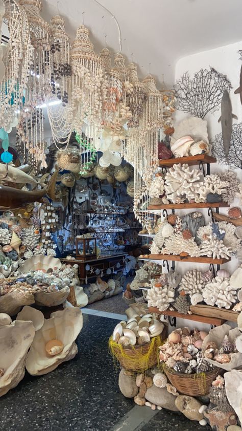 shell shop in elounda, crete Elounda Crete, Beautiful Summer Wallpaper, Ocean Room, Coconut Dream, Mermaid Core, Mermaid Aesthetic, Ocean Vibes, Sea Theme, Hawaii Beaches