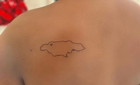 Heart at Montego Bay Jamaica Tattoo For Women, Jamaica Outline Tattoo, Jamaica Tattoo Ideas, Jamaica Tattoo, Jamaican Tattoos, Birthday Tattoo Ideas, Small Words Tattoo, Words Tattoo, Jamaica Map