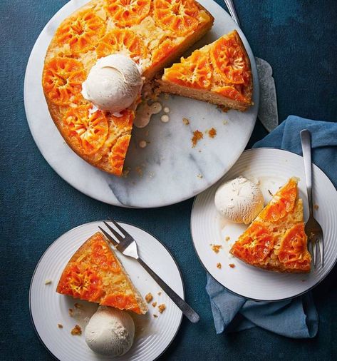 Reader recipe: Clementine and ginger upside-down cake recipe | Sainsbury`s Magazine Clementine Cake, Magazine Recipe, Citrus Cake, Christmas Feast, Tasty Dessert, Ginger Cake, Simpler Times, Pineapple Upside Down Cake, Pineapple Upside