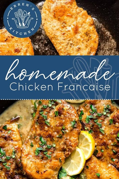 Francaise Sauce Recipe, Easy Chicken Francaise Recipe, Horsey Sauce, Lemon White Wine Sauce, Chicken Francaise Recipe, Chicken Francaise, Chicken Franchise, Apartment Cooking, Haitian Food