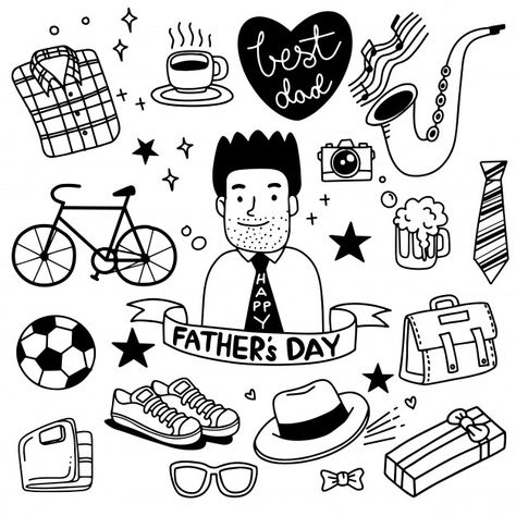 Father's day. collection of hand drawing... | Premium Vector #Freepik #vector #man #cartoon #vintage #happy Father's Day Drawings, Father's Day Drawing, Happy Birthday Doodles, Male Accessories, Happy Fathers Day Greetings, Fathers Day Banner, Scrapbook Planning, Fathers Day Art, Doodle Quotes