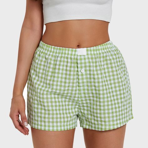 Boxers are back and we’re here for it!! $22 sizes S-XL. Comment “boxers” to purchase! Short Women Outfits, Boxers Women, Plaid Pajamas, Top Streetwear, Maxi Dress Cocktail, Shorts Casual, Elastic Waist Shorts, Lounge Shorts, Sweaters And Leggings