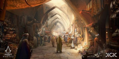 Bazaar Concept Art, Assassins Creed Mirage, African Market, Assassin’s Creed, Environment Design, Andalusia, Assassins Creed, Character Designs, Game Artwork